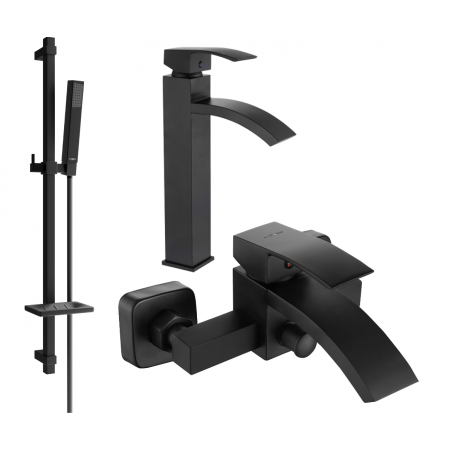 Mexen Libra DQ77 kupaonski set, crni - 745113DQ77-70