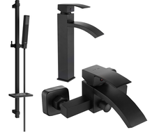 Mexen Libra DQ77 Badewannen-Set, schwarz - 745113DQ77-70