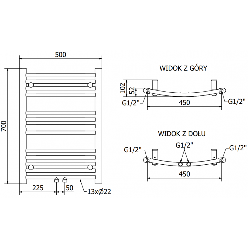 Mexen Ares aquecedor elétrico 700 x 500 mm, 300 W, branco - W102-0700-500-2300-20