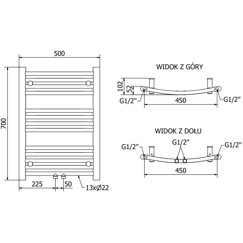 Mexen Ares radiador eléctrico 700 x 500 mm, 300 W, blanco - W102-0700-500-2300-20