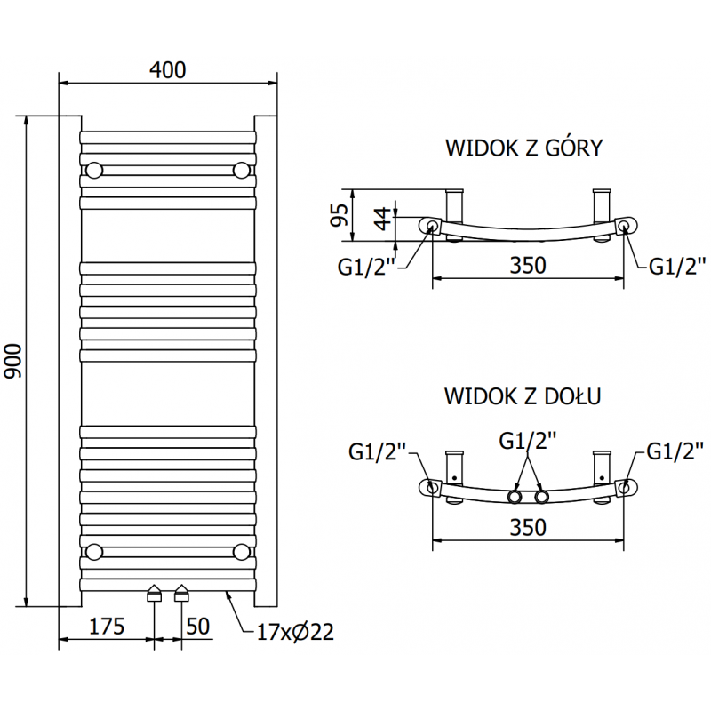 Mexen Ares grzejnik elektryczny 900 x 400 mm, 300 W, czarny - W102-0900-400-2300-70