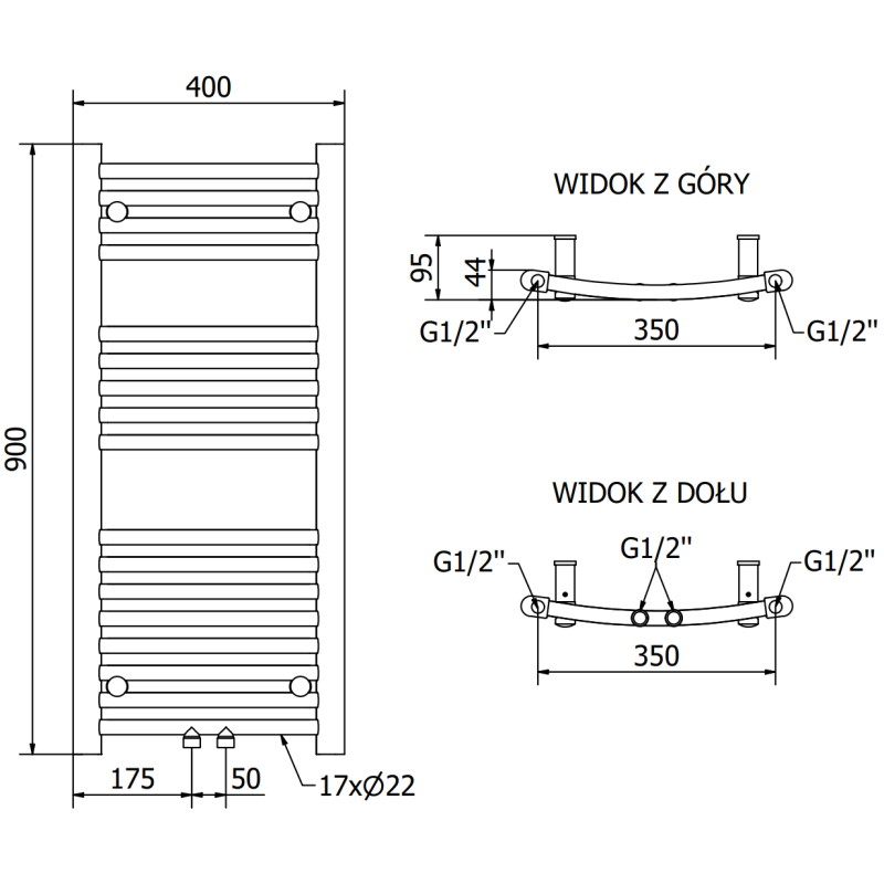 Mexen Ares radiador eléctrico 900 x 400 mm, 300 W, negro - W102-0900-400-2300-70