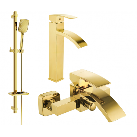Mexen Libra DQ62 Bathtub Set, Gold - 745113DQ62-50