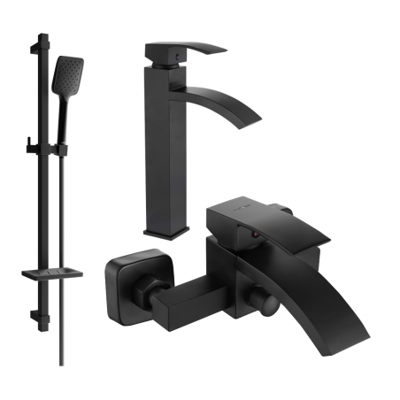 Mexen Libra DQ62 bathtub set, black - 745113DQ62-70