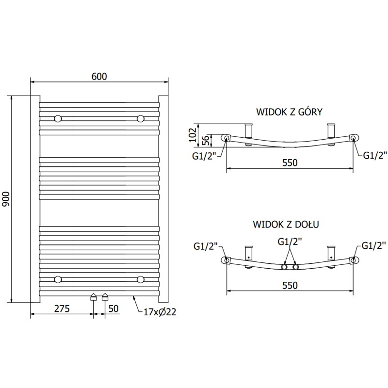 Mexen Ares elektriline radiaator 900 x 600 mm, 300 W, kroom - W102-0900-600-2300-01