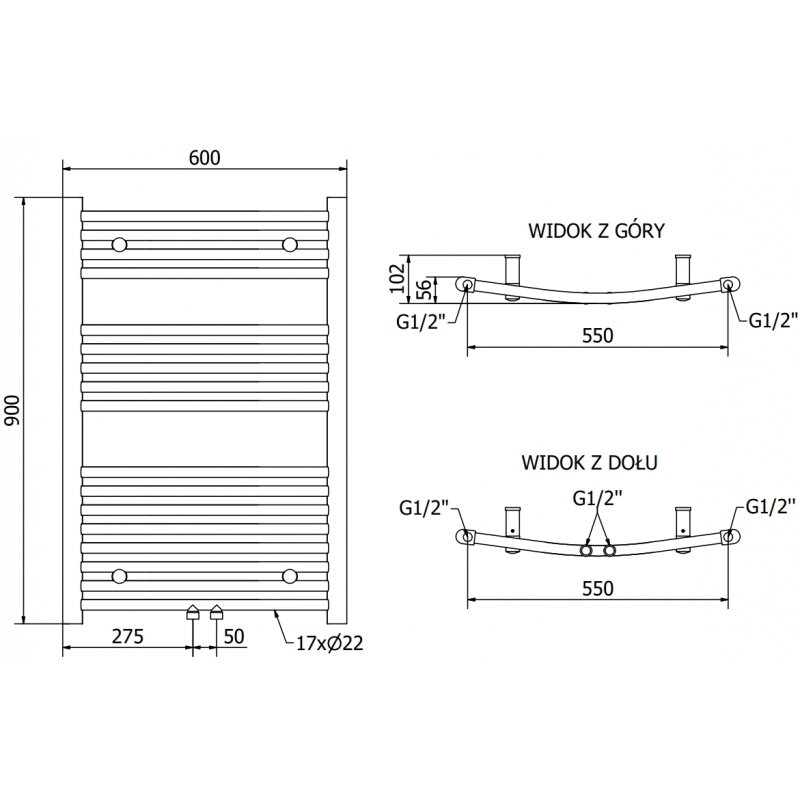 Mexen Ares grzejnik elektryczny 900 x 600 mm, 300 W, chrom - W102-0900-600-2300-01