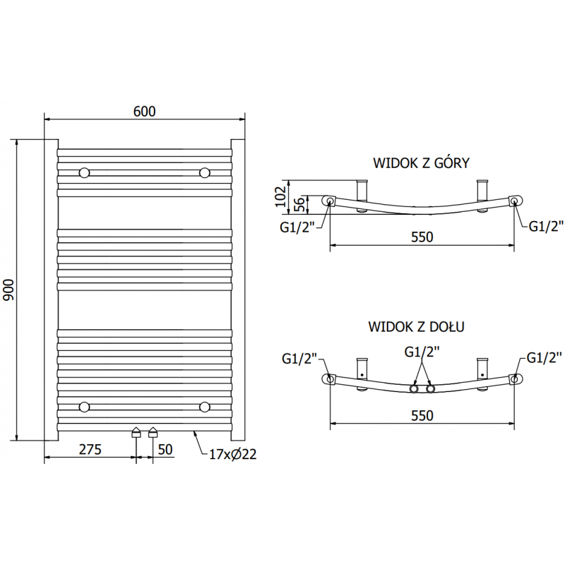 Mexen Ares radiateur électrique 900 x 600 mm, 300 W, chrome - W102-0900-600-2300-01