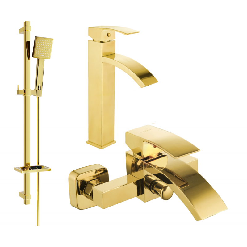 Mexen Libra DQ45 Badewannen-Set, Gold - 745113DQ45-50