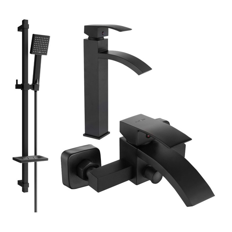 Mexen Libra DQ45 bathtub set, black - 745113DQ45-70