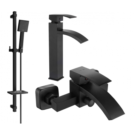 Mexen Libra DQ45 bathtub set, black - 745113DQ45-70