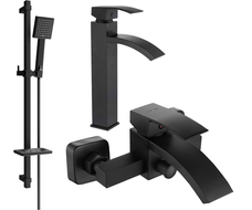 Mexen Libra DQ45 Badezimmerset, schwarz - 745113DQ45-70