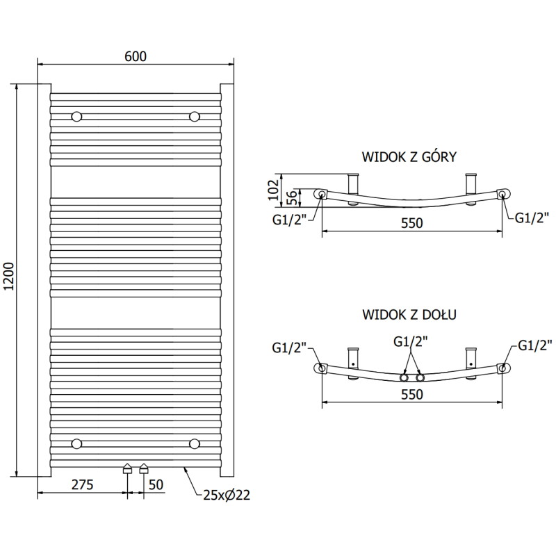 Mexen Ares radiador eléctrico 1200 x 600 mm, 600 W, blanco - W102-1200-600-2600-20