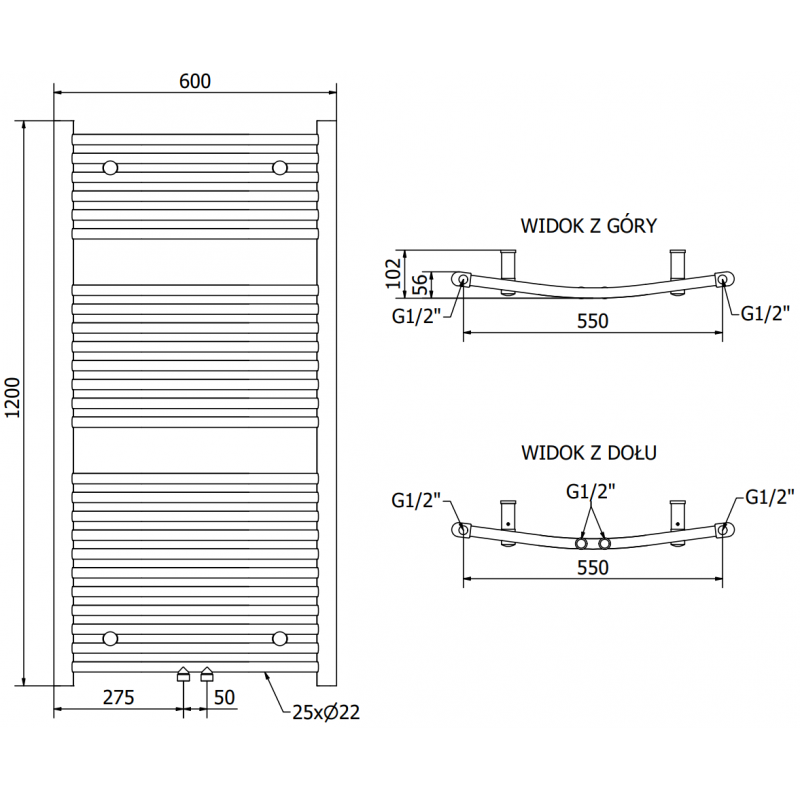 Mexen Ares sähkölämmitin 1200 x 600 mm, 600 W, valkoinen - W102-1200-600-2600-20