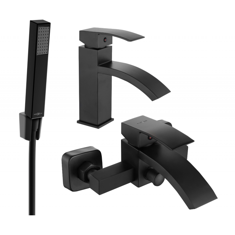 Mexen Libra R77 Badewannen-Set, schwarz - 745103R77-70