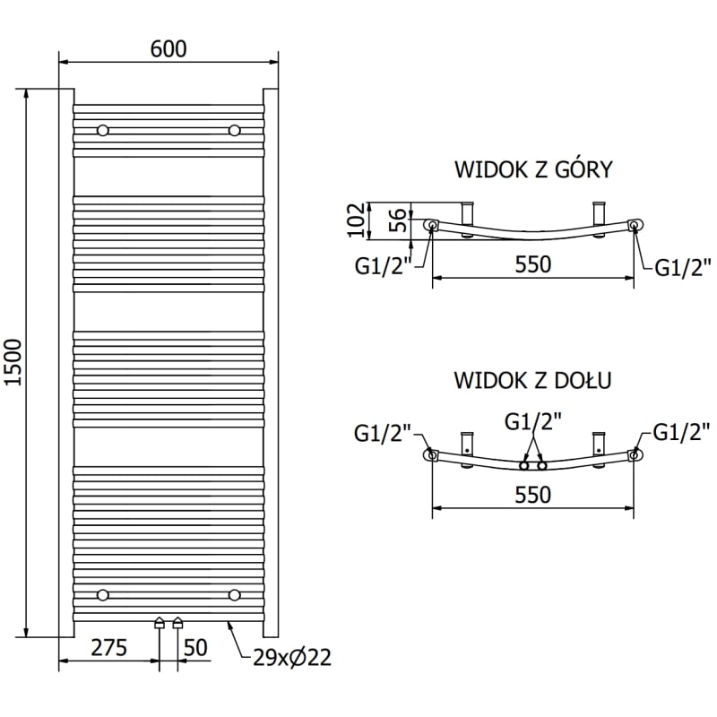 Mexen Ares radiador eléctrico 1500 x 600 mm, 900 W, blanco - W102-1500-600-2900-20