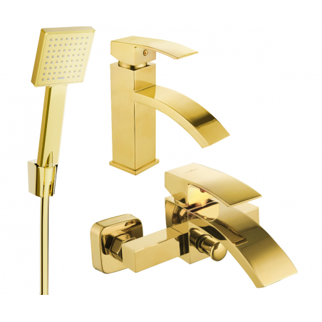 Mexen Libra R45 bathtub set, gold - 745103R45-50
