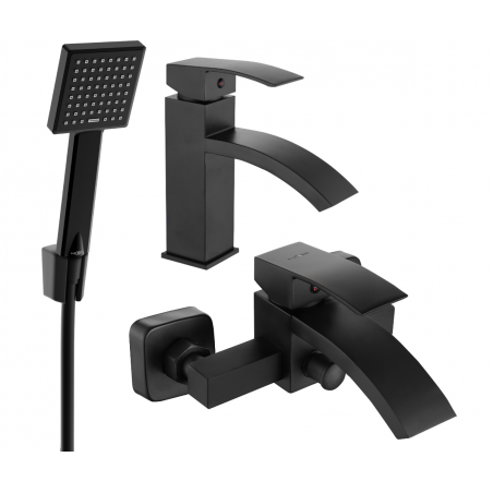 Mexen Libra R45 Badewannenset, schwarz - 745103R45-70