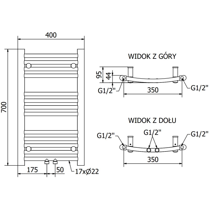Mexen Ares radiador eléctrico 700 x 400 mm, 300 W, blanco - W102-0700-400-6300-20