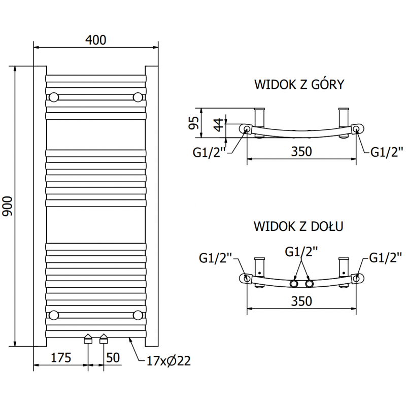 Mexen Ares sähkölämmitin 900 x 400 mm, 300 W, valkoinen - W102-0900-400-6300-20