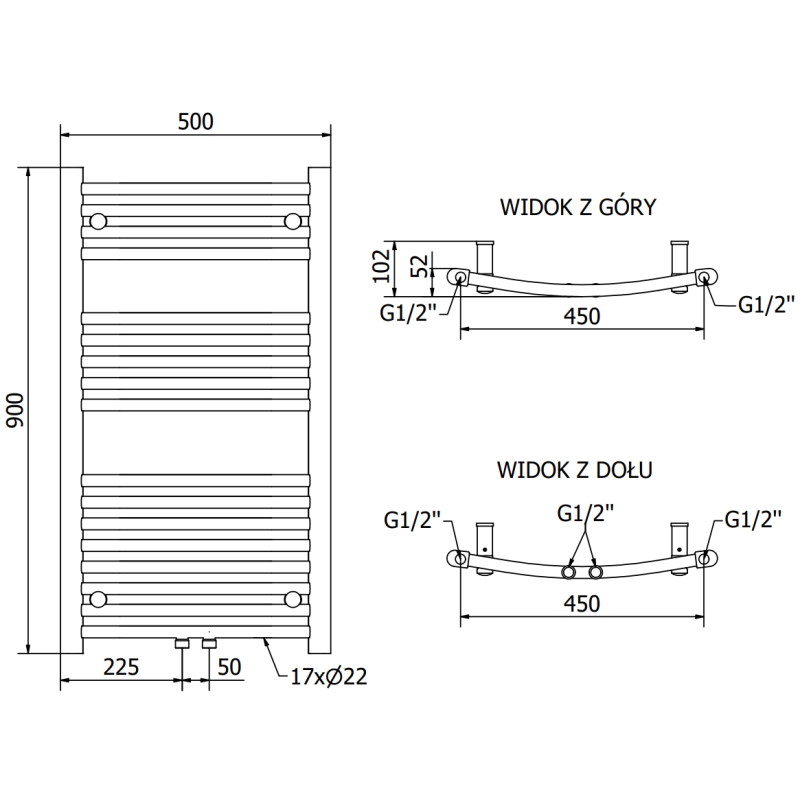 Mexen Ares radiador eléctrico 900 x 500 mm, 400 W, negro - W102-0900-500-6400-70