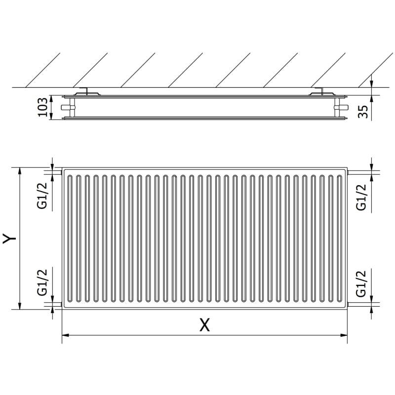 Mexen CH20 Hygiene grzejnik płytowy 600 x 700 mm, podłączenie boczne, 769 W, czarny - W420H-060-070-70