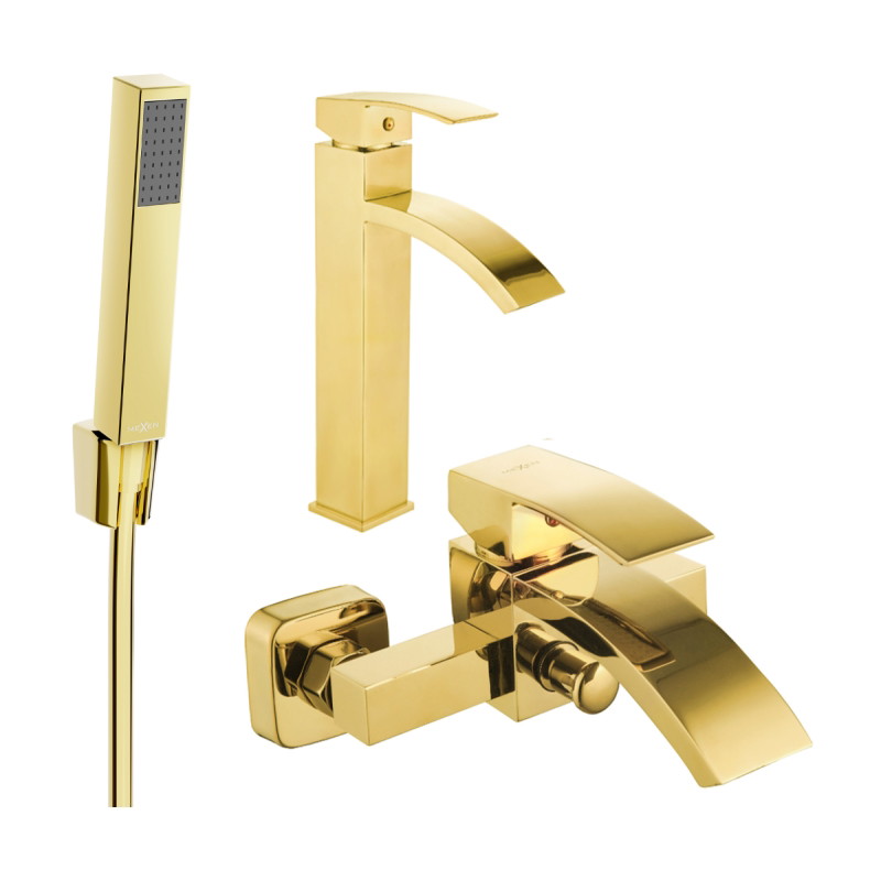 Mexen Libra R77 Bathtub Set, Gold - 745113R77-50
