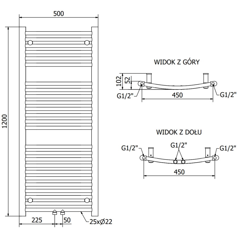Mexen Ares radiador eléctrico 1200 x 500 mm, 500 W, blanco - W102-1200-500-6500-20