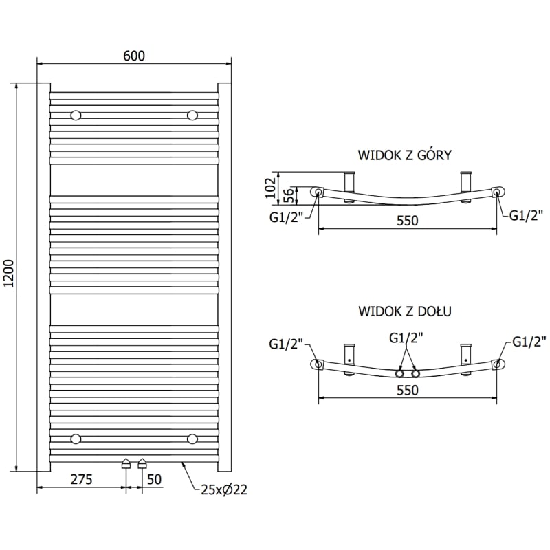 Mexen Ares elektriline radiaator 1200 x 600 mm, 600 W, valge - W102-1200-600-6600-20
