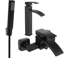 Mexen Libra R77 Badewannen-Set, schwarz - 745113R77-70