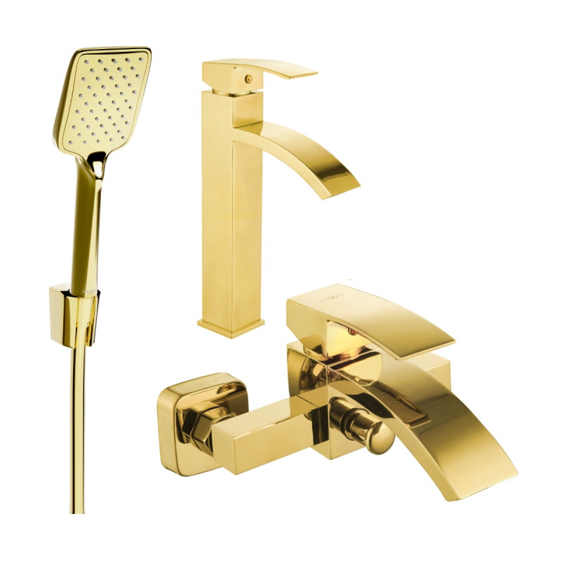 Mexen Libra R62 bathtub set, gold - 745113R62-50