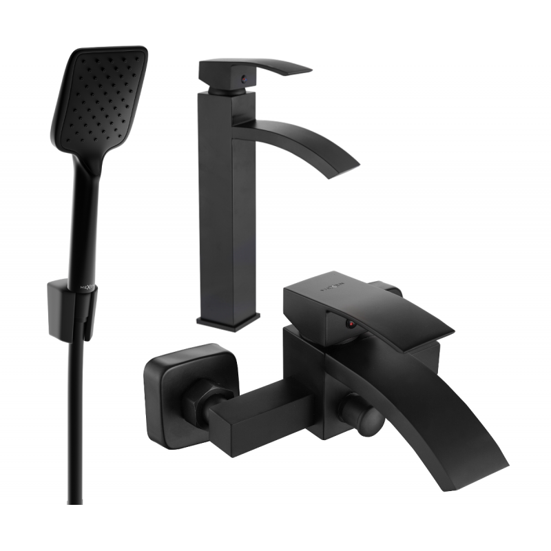 Mexen Libra R62 badkarset, svart - 745113R62-70