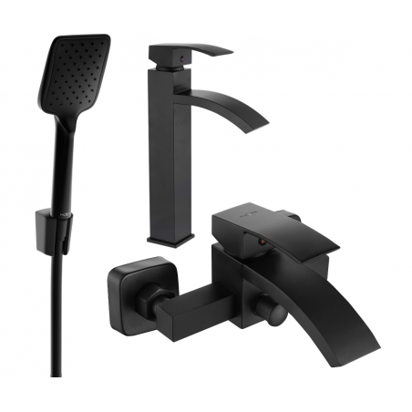 Mexen Libra R62 set vasca da bagno, nero - 745113R62-70