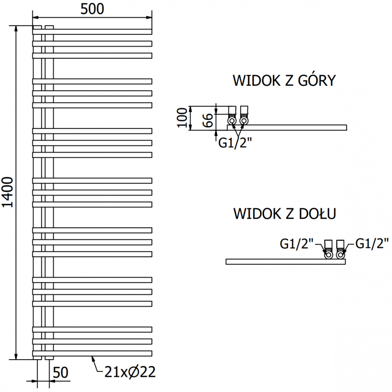 Mexen Neptun električni radiator 1400 x 500 mm, 600 W, bel - W101-1400-500-2600-20
