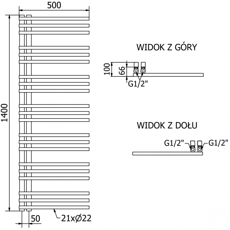 Mexen Neptun električni radiator 1400 x 500 mm, 600 W, črn - W101-1400-500-2600-70