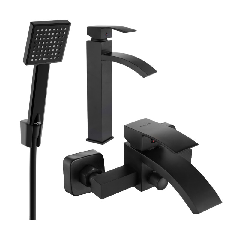 Mexen Libra R45 bathtub set, black - 745113R45-70