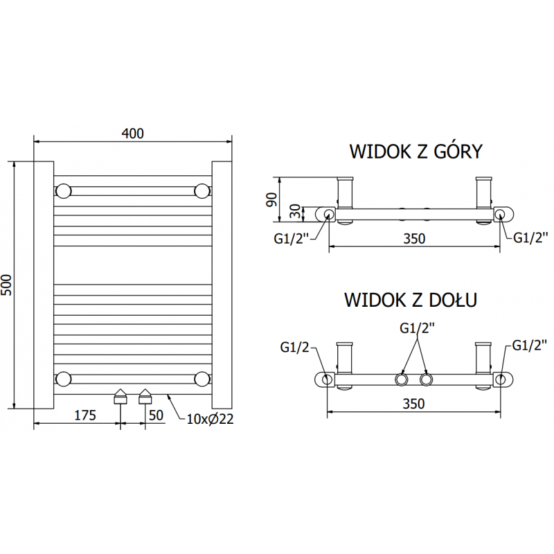 Mexen Mars elektrischer Heizkörper 500 x 400 mm, 300 W, weiß - W110-0500-400-2300-20