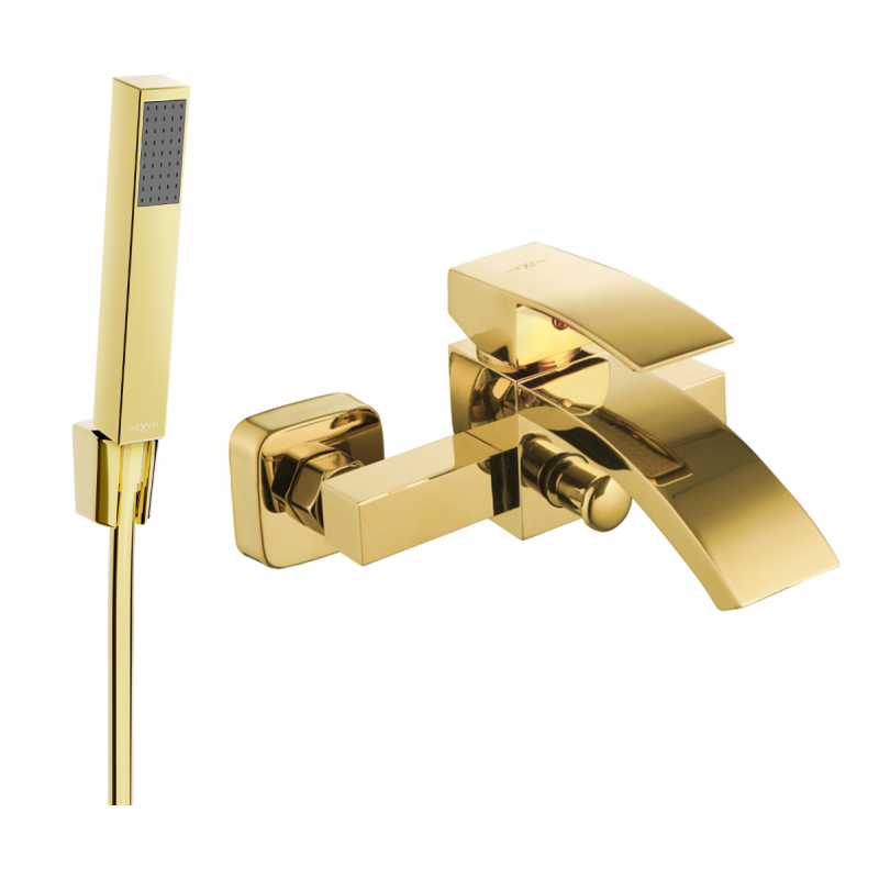 Mexen Libra R77 grifo de bañera con conjunto de ducha, dorado - 74513R77-50