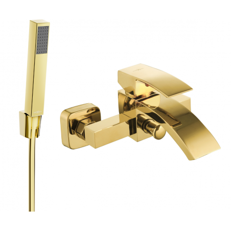 Mexen Libra R77 grifo de bañera con conjunto de ducha, dorado - 74513R77-50