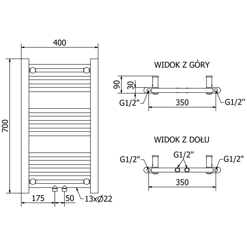Mexen Mars radiador eléctrico 700 x 400 mm, 300 W, antracita - W110-0700-400-2300-66