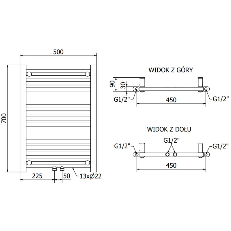 Mexen Mars radiador eléctrico 700 x 500 mm, 300 W, cromo - W110-0700-500-2300-01