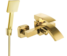 Mexen Libra R45 bath faucet with shower set, gold - 74513R45-50