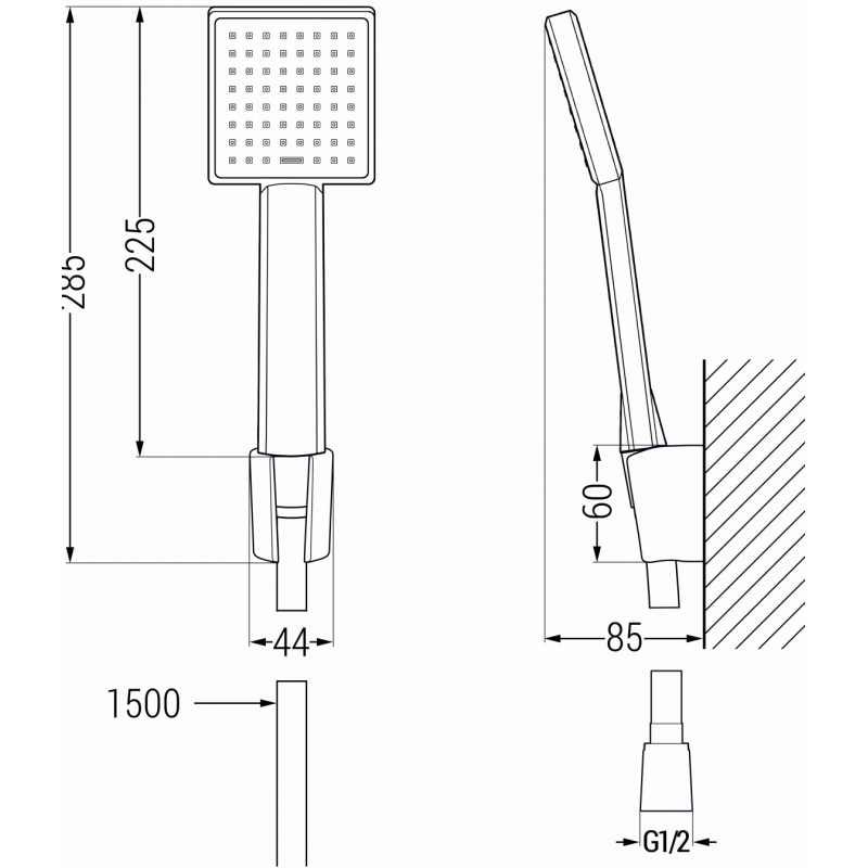 Mexen Libra R45 mitigeur de baignoire avec ensemble de douche, noir - 74513R45-70