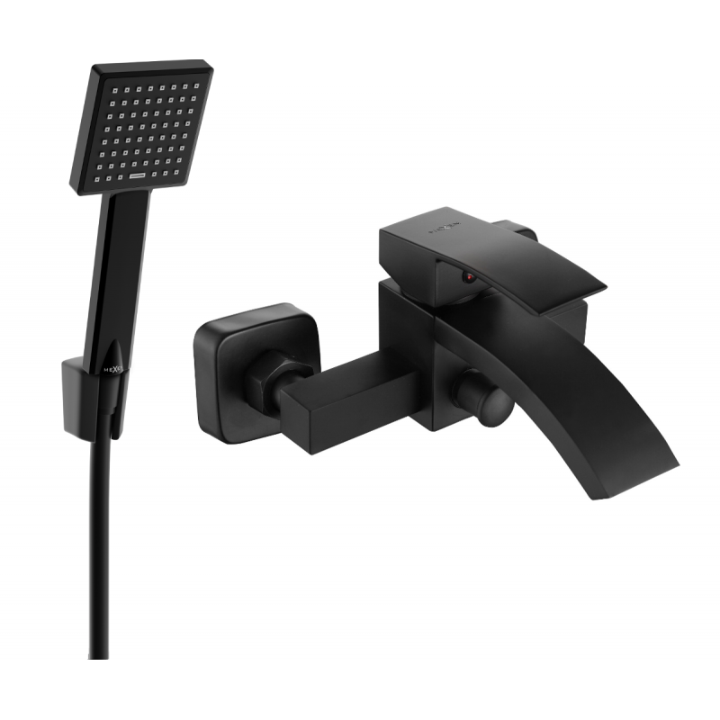 Mexen Libra R45 bath tap with shower set, black - 74513R45-70