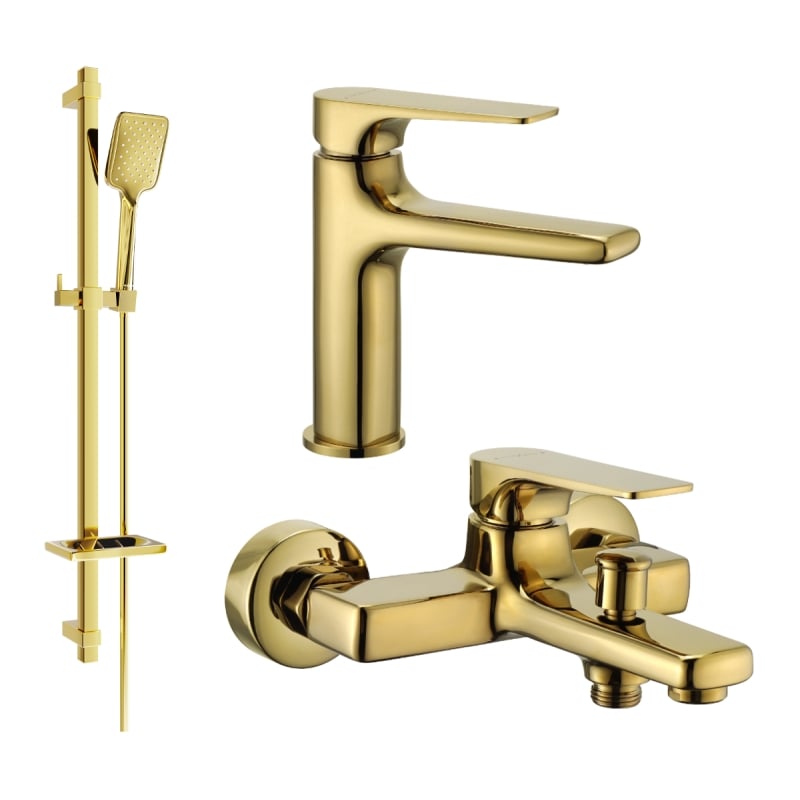Mexen Lynx DQ62 bathtub set, gold - 745903DQ62-50