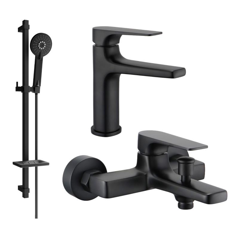 Mexen Lynx DQ40 Bathtub Set, Black - 745903DQ40-70