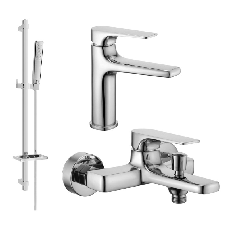 Mexen Lynx DQ72 Bath Set, Chrome - 745903DQ72-00