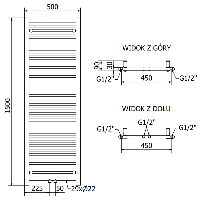 Mexen Mars radiateur électrique 1500 x 500 mm, 600 W, blanc - W110-1500-500-2600-20
