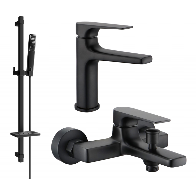 Mexen Lynx DQ72 bath set, black - 745903DQ72-70