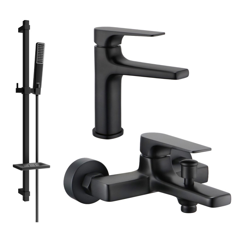 Mexen Lynx DQ72 bathtub set, black - 745903DQ72-70