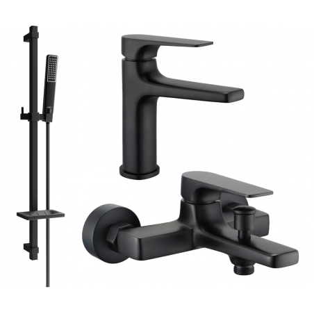 Mexen Lynx DQ72 bath set, black - 745903DQ72-70